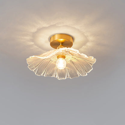 Modern Hibiscus Flower Inspired Glass Hanging Ceiling Pendant - Clear