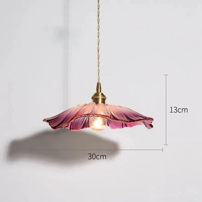 Modern Hibiscus Flower Inspired Glass Hanging Ceiling Pendant - Purple