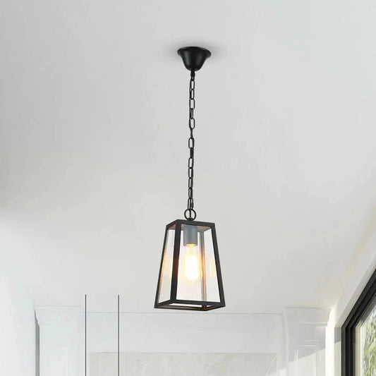Modern Industrial Indoor & Outdoor Hanging Pendant Light in Black