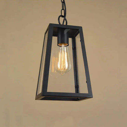 Modern Industrial Indoor & Outdoor Hanging Pendant Light in Black