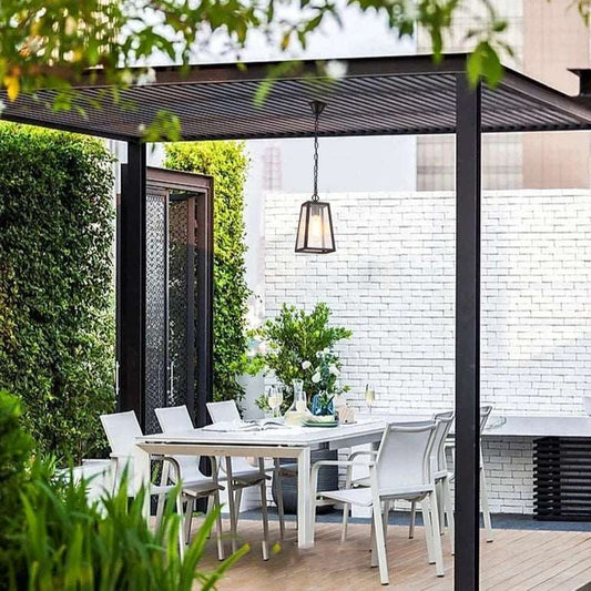 Modern Industrial Indoor & Outdoor Hanging Pendant Light in Black