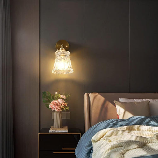 Modern LED Clear Nordic Glass Brass Wall Light - Tapered & Flush