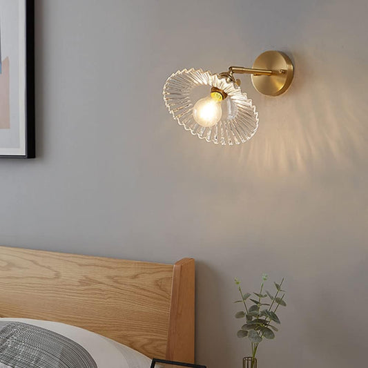 Modern LED Flared Nordic Clear Glass Brass Wall Light - Tapered & Flush