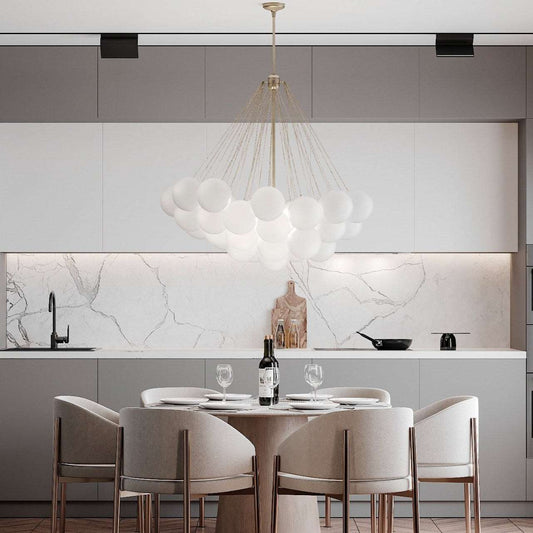 Modern LED Frosted Bubble Cloud Glass Chandelier - Gold & Black