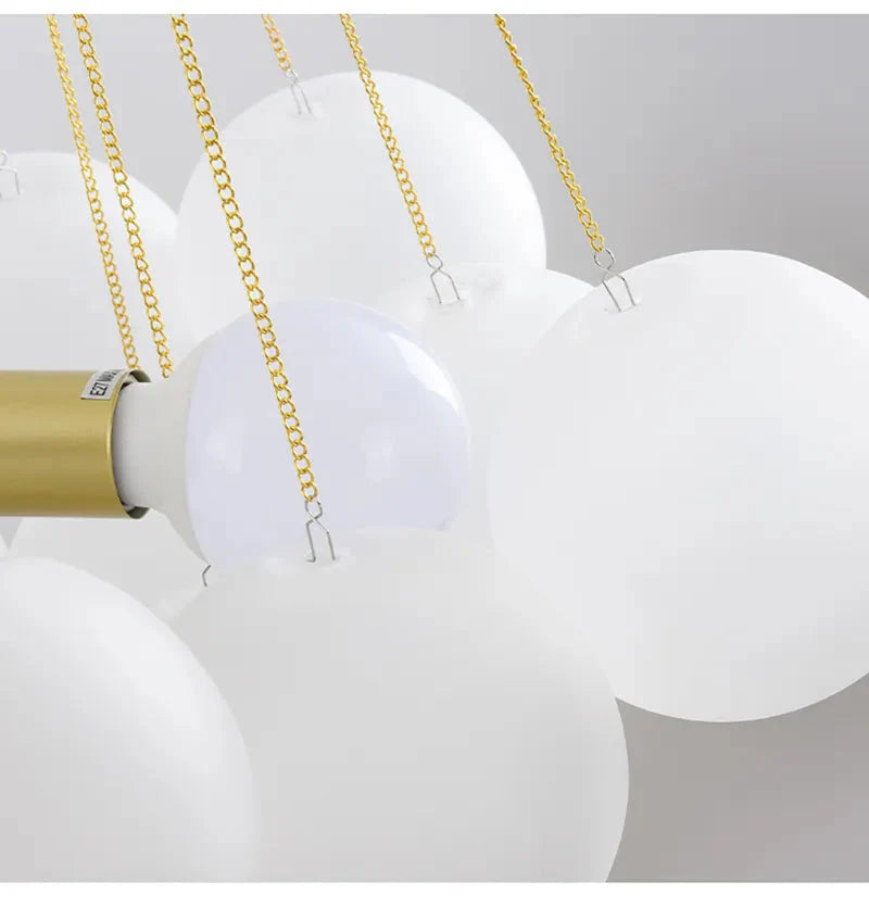 Modern LED Frosted Bubble Cloud Glass Chandelier - Gold & Black