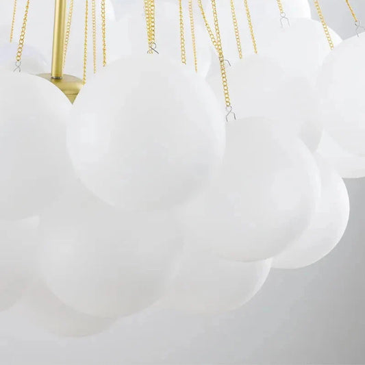 Modern LED Frosted Bubble Cloud Glass Chandelier - Gold & Black