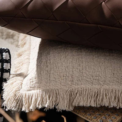 Modern Luxury Ivory Cotton & Linen Cushion Cover With Tassel Detail