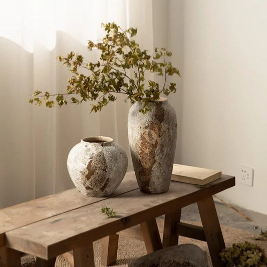Mottled Retro Wabi-Sabi Inspired Ceramic Vase - 2 Sizes