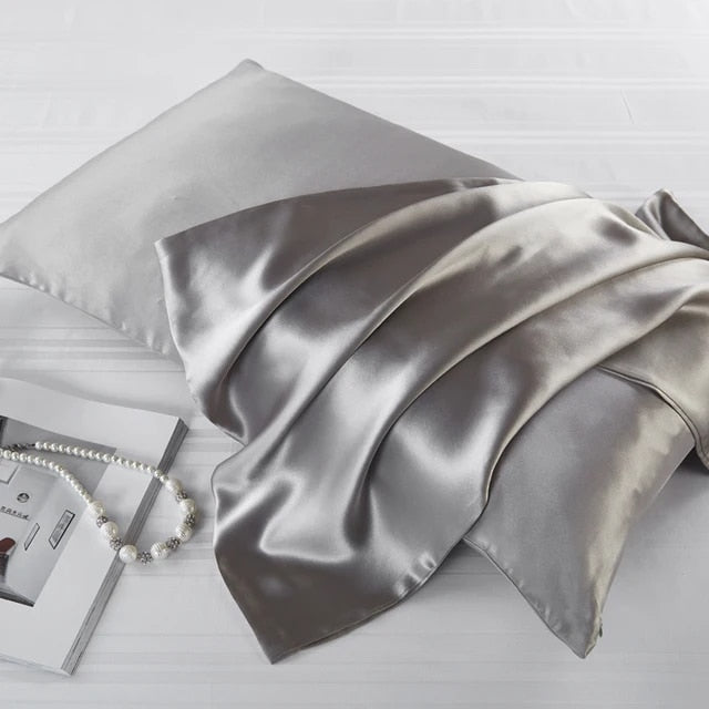 Natural 100% Mulberry Silk Pillowcase - White, Khaki, Silver, Grey & Blue