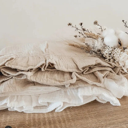 Organic Cotton Ruffled Muslin Baby Swaddle Blanket - 4 Colours