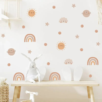 Playful Watercolour Wonders Wall Stickers: Rainbow & Sun