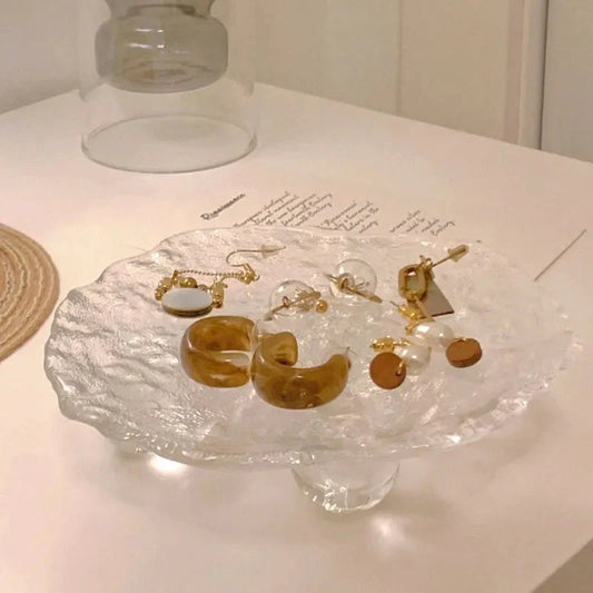 Raised Modern Round Decorative Glass Tray Organiser