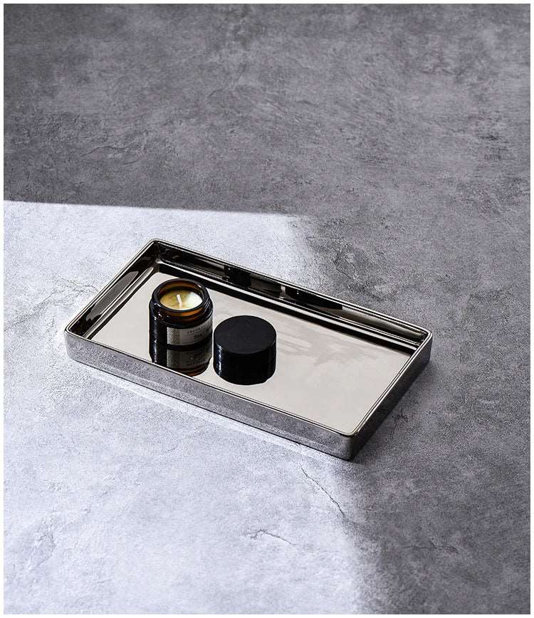 Rectangular Luxury Electroplated Silver Ceramic Tray - 4 Sizes