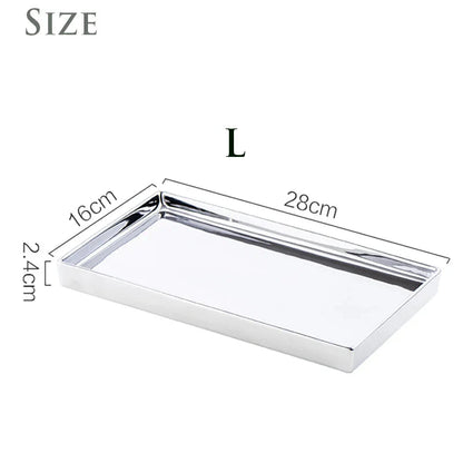 Rectangular Luxury Electroplated Silver Ceramic Tray - 4 Sizes