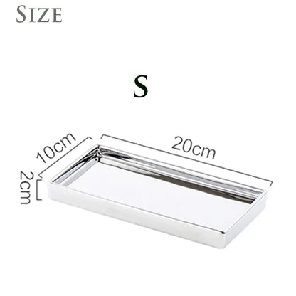 Rectangular Luxury Electroplated Silver Ceramic Tray - 4 Sizes