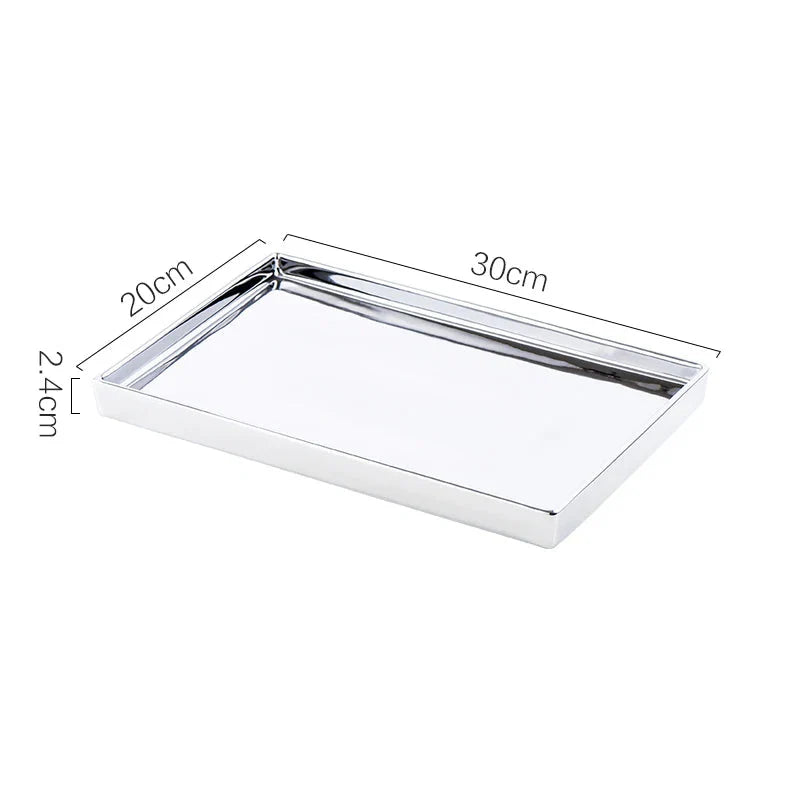 Rectangular Luxury Electroplated Silver Ceramic Tray - 4 Sizes