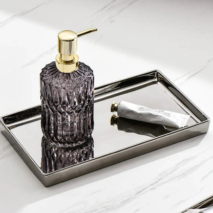 Rectangular Luxury Electroplated Silver Ceramic Tray - 4 Sizes
