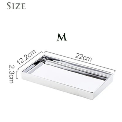 Rectangular Luxury Electroplated Silver Ceramic Tray - 4 Sizes