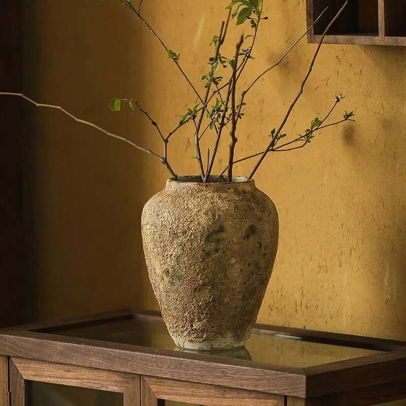 Rough Ceramic Natural Clay Pottery Vase - 2 Sizes
