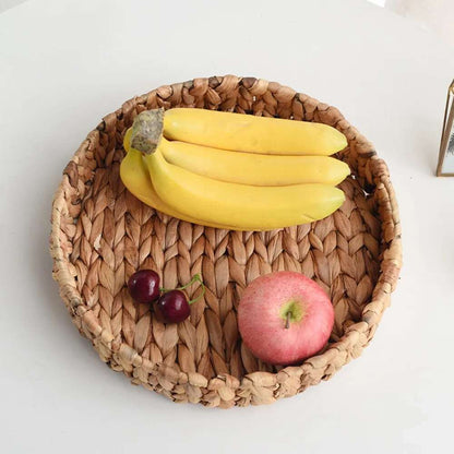 Round Decorative Natural Handwoven Rattan Wicker Tray - 3 Sizes
