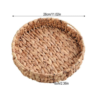 Round Decorative Natural Handwoven Rattan Wicker Tray - 3 Sizes