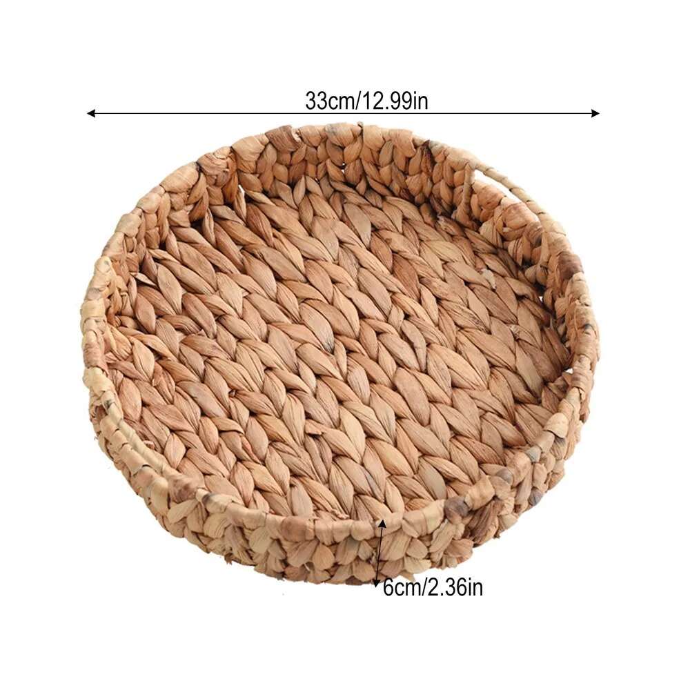 Round Decorative Natural Handwoven Rattan Wicker Tray - 3 Sizes