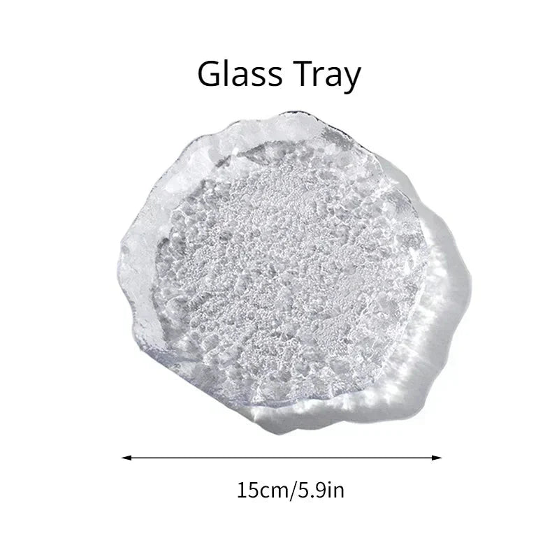 Round Irregular Shaped Decorative Jewellery Glass Tray - 4 Styles