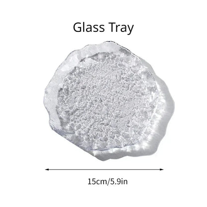 Round Irregular Shaped Decorative Jewellery Glass Tray - 4 Styles