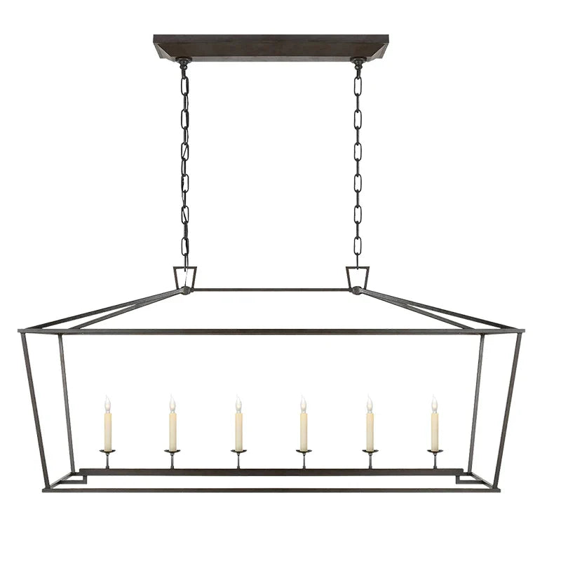 Modern Farmhouse Rectangular Kitchen Island Iron Pendant Chandelier - 2 Colours