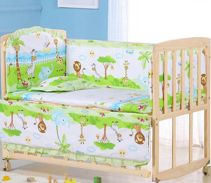 5pcs Cotton Baby Crib Bedding Set – Infant Bumpers & Safety Bed Fence Protector for Nursery Decor