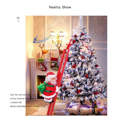 Santa Claus Doll Climbing Ladder with Music Christmas Tree Ornaments Decorations For Home 2023 Navidad New Year Kids Gift