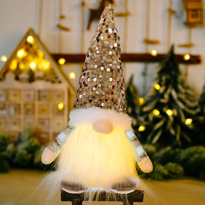 Glowing Christmas Gnome Doll – 30cm LED Faceless Plush Ornament for Tree & Home Holiday Decoration 2025