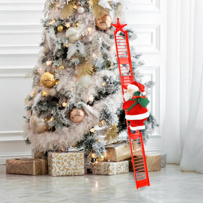 Santa Claus Doll Climbing Ladder with Music Christmas Tree Ornaments Decorations For Home 2023 Navidad New Year Kids Gift