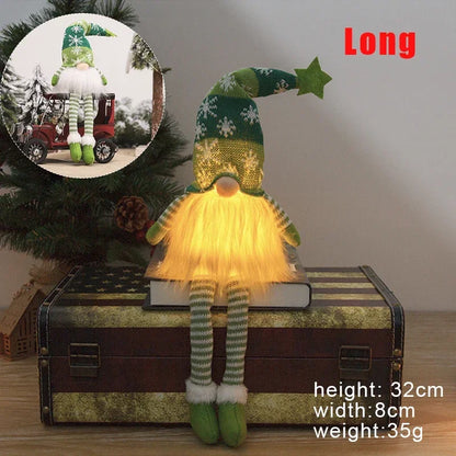 Christmas Gnome LED Ornament – Faceless Plush Doll Knitted Decoration for Tree & Home Holiday Gifts