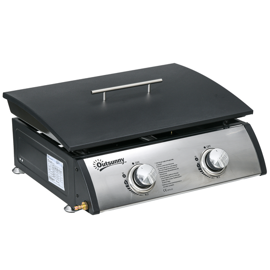 10kW Portable Gas BBQ Grill - Dual Burner, Compact & Easy Clean