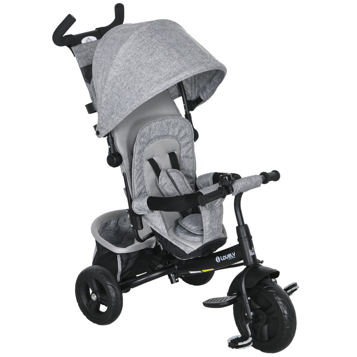 6-in-1 Kids Trike & Stroller with Parent Handle Green