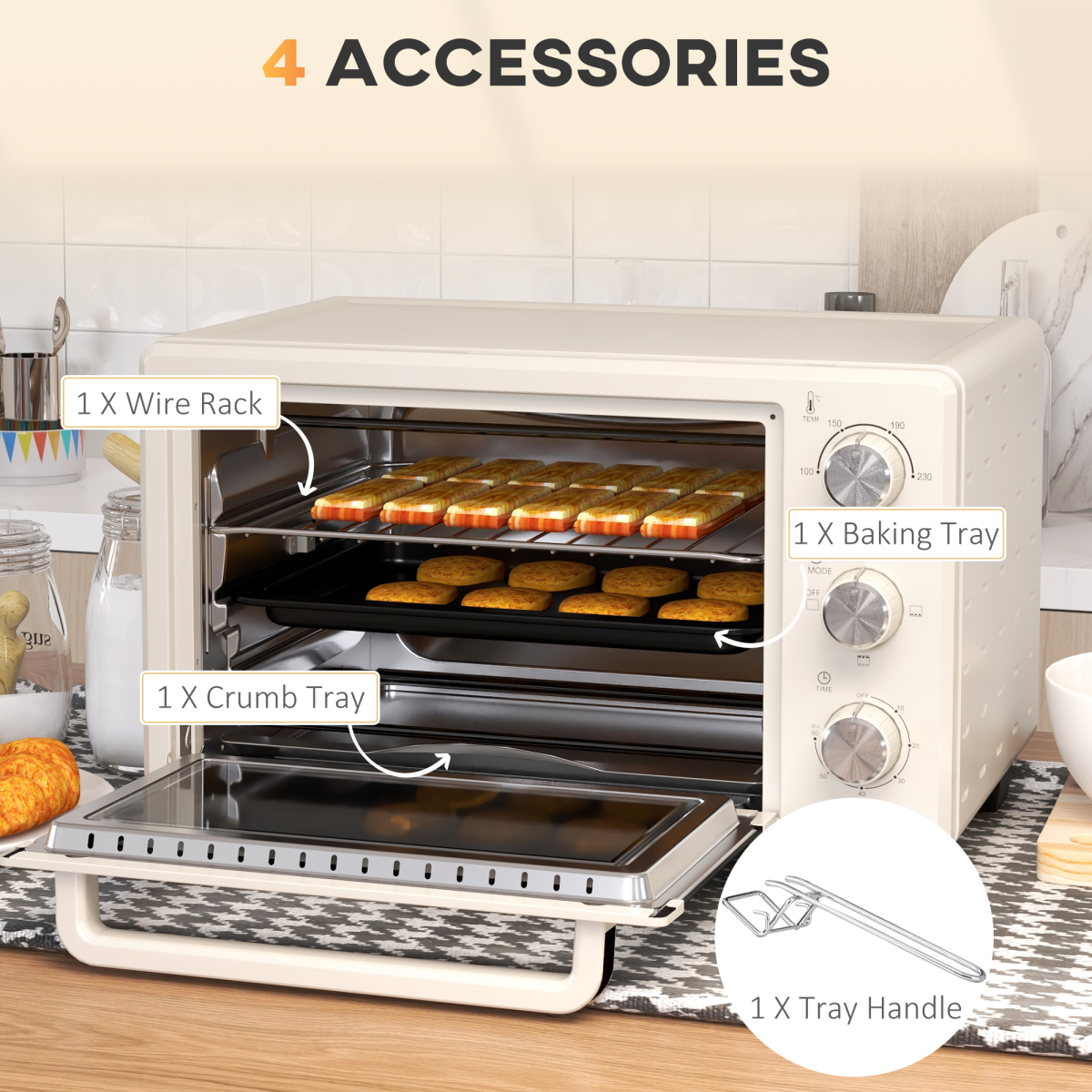 21L Compact Electric Oven with Adjustable Temp & Timer