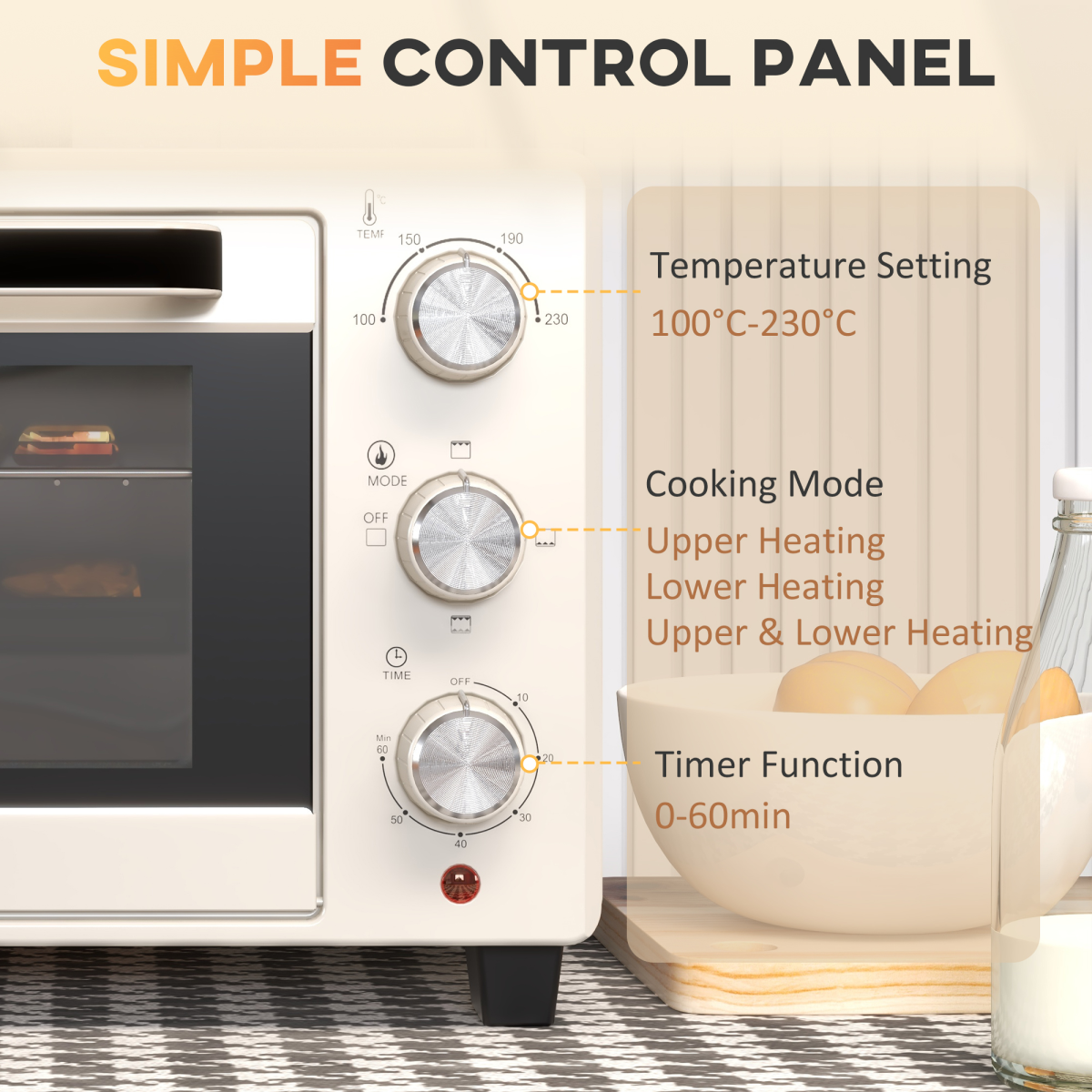 21L Compact Electric Oven with Adjustable Temp & Timer