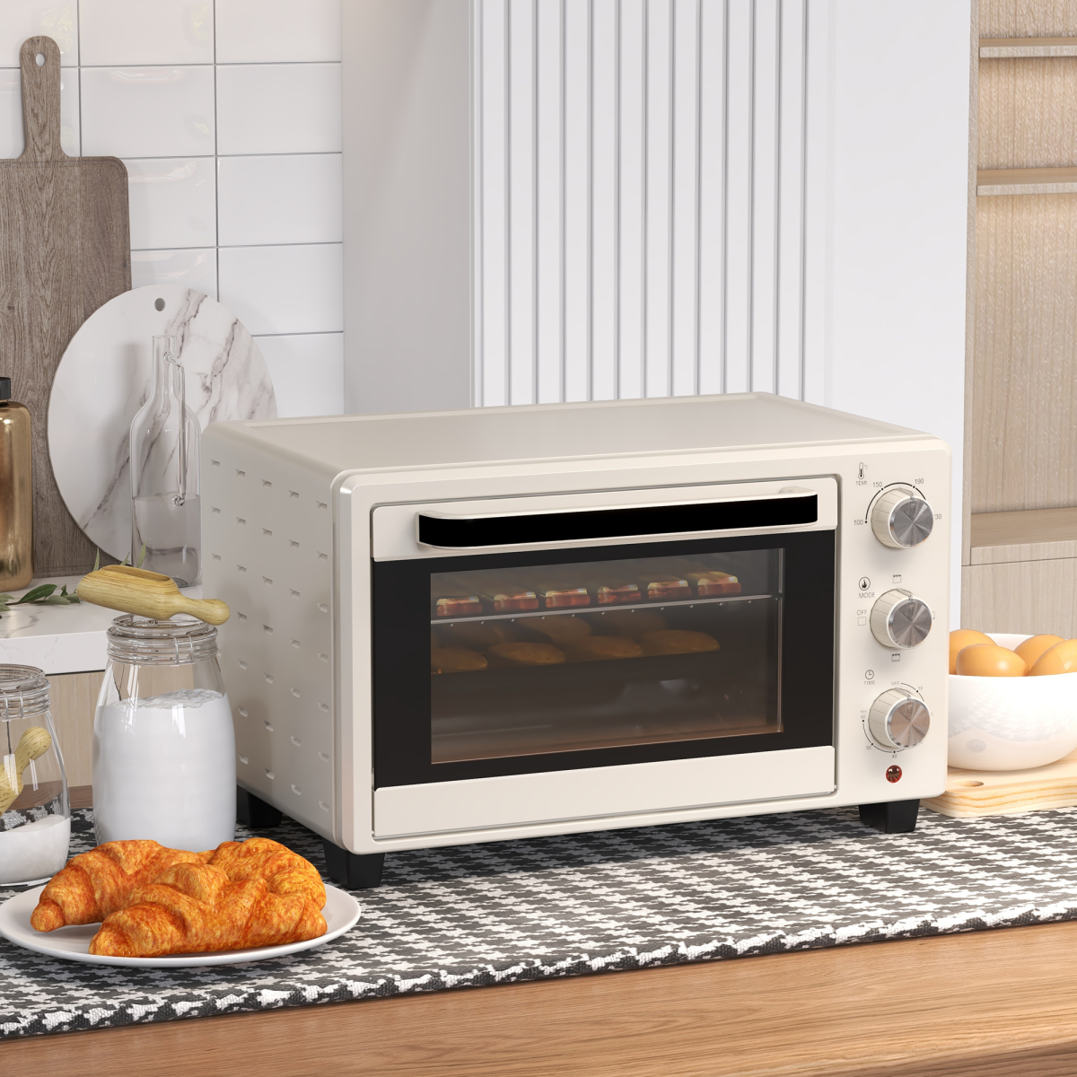 21L Compact Electric Oven with Adjustable Temp & Timer
