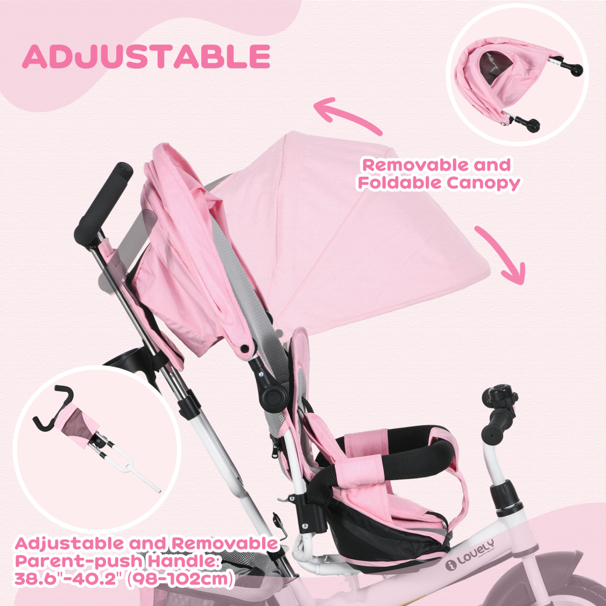 6-in-1 Kids Trike & Stroller with Parent Handle Green