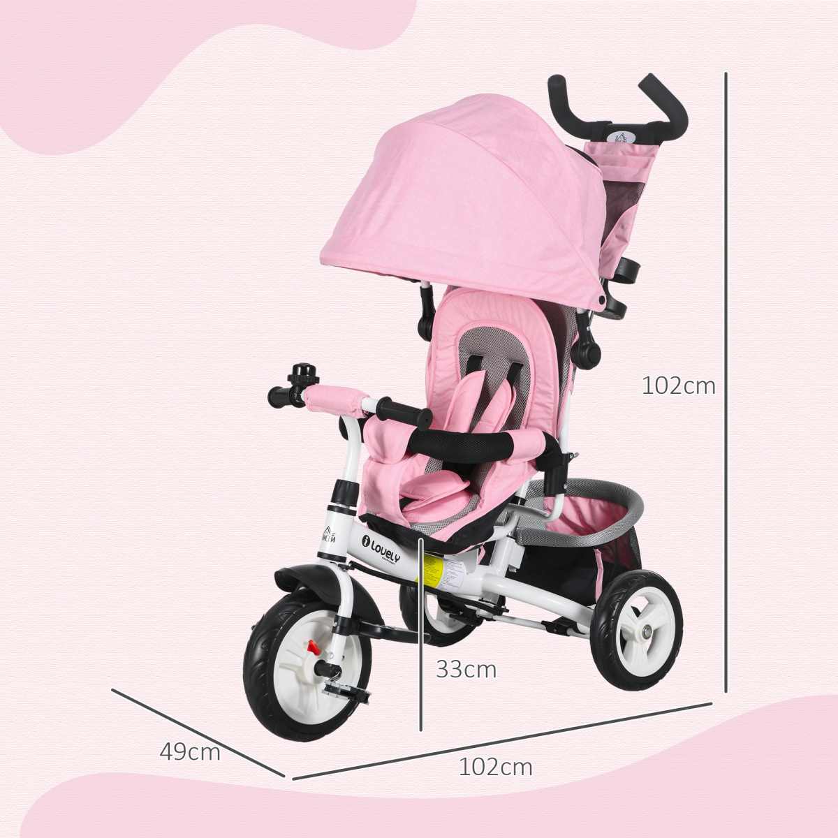 6-in-1 Kids Trike & Stroller with Parent Handle Green