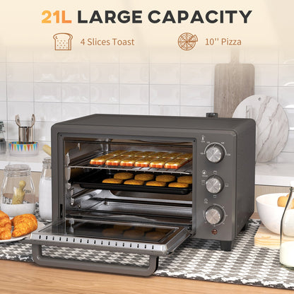 21L Compact Electric Oven with Adjustable Temp & Timer