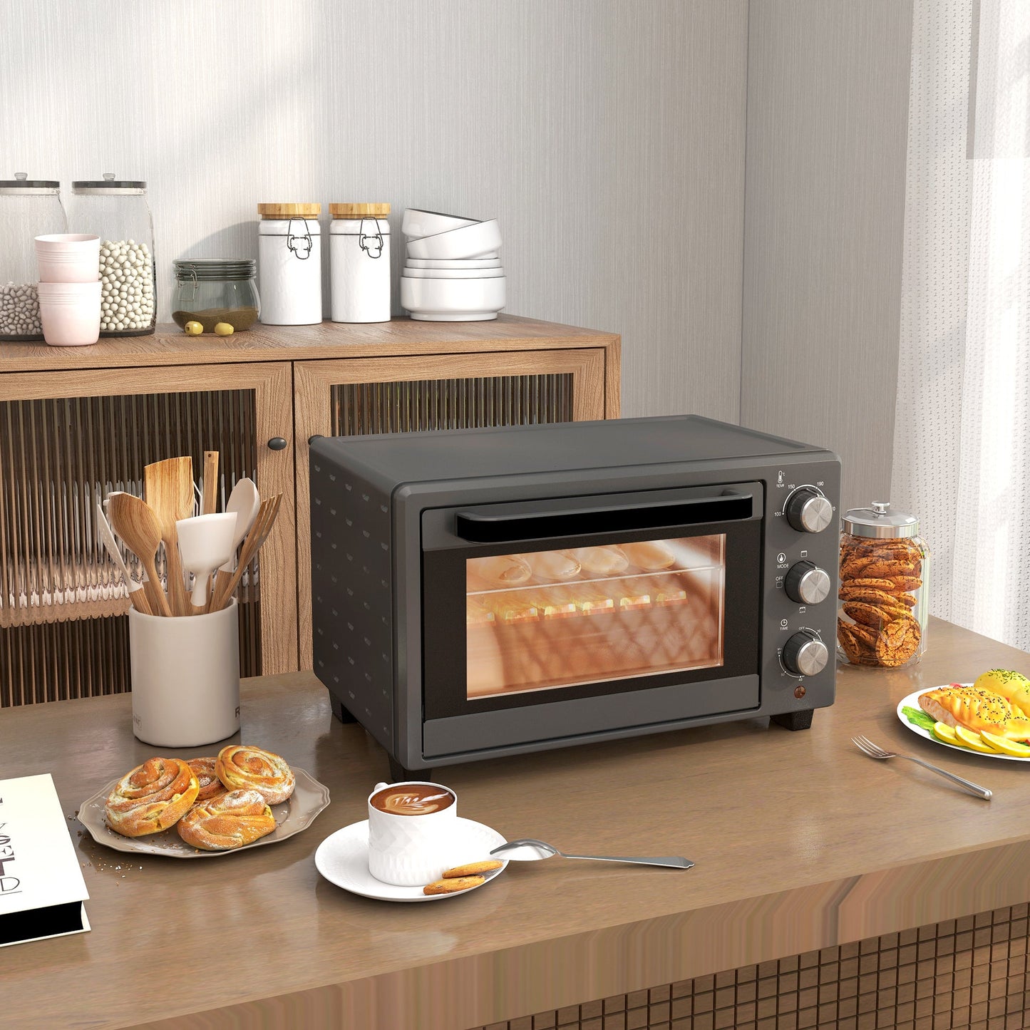 21L Compact Electric Oven with Adjustable Temp & Timer