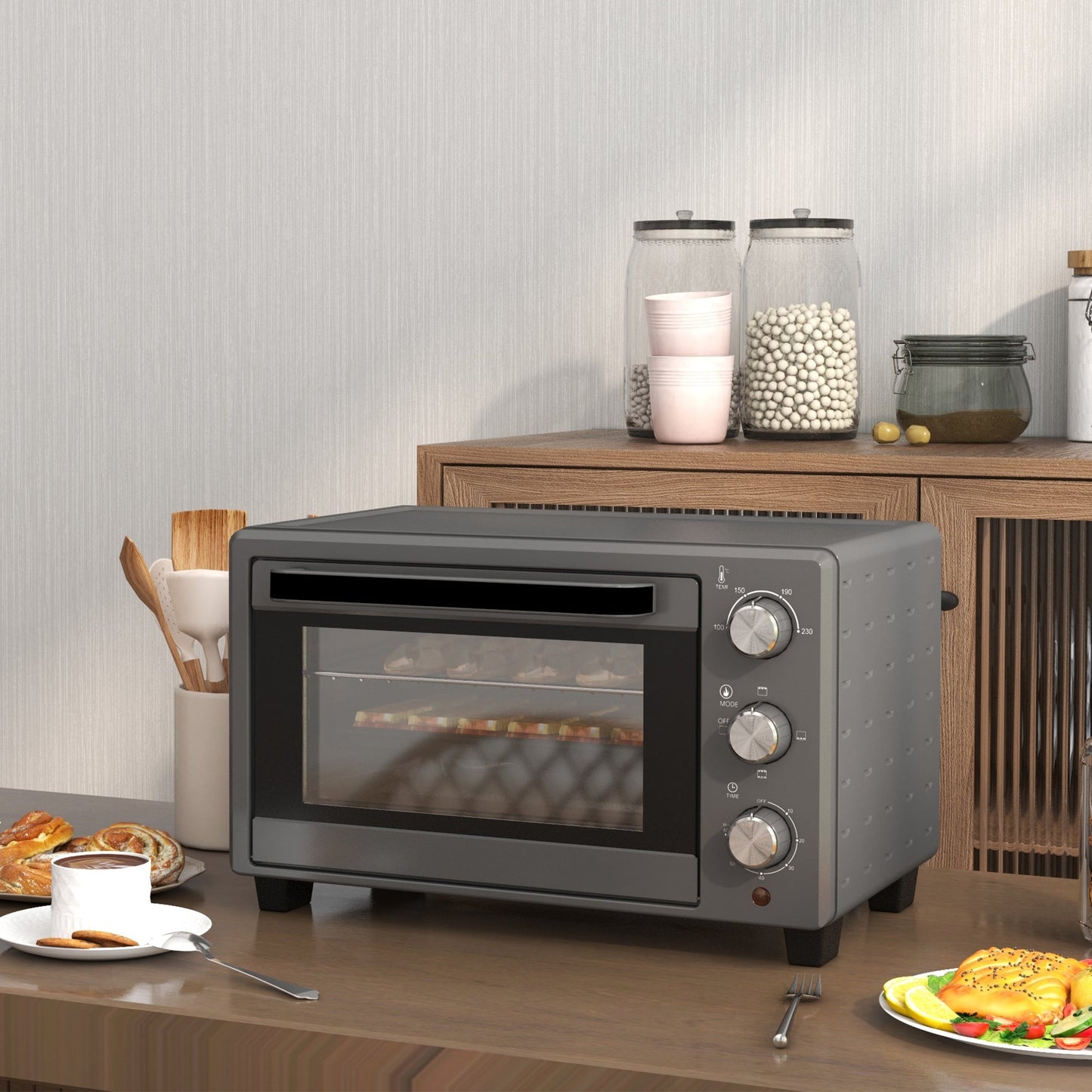 21L Compact Electric Oven with Adjustable Temp & Timer