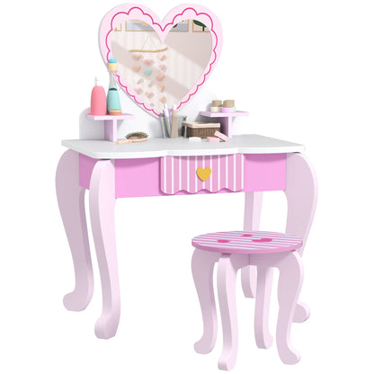AIYAPLAY Kids Vanity Set: Adorable 2-Piece Dressing Table & Stool for Kids