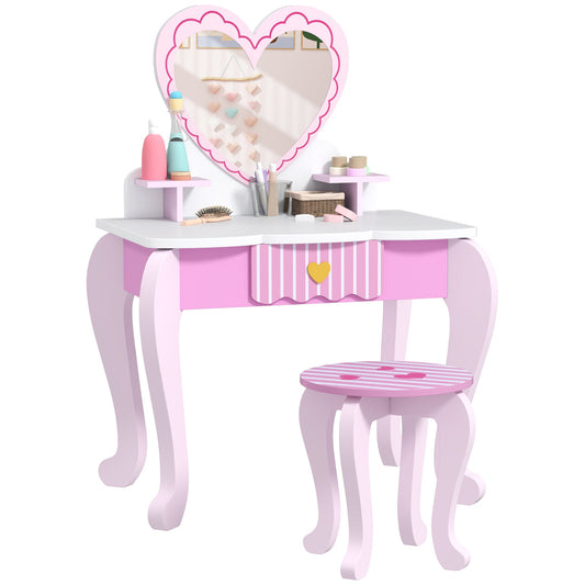 AIYAPLAY Kids Vanity Set: Adorable 2-Piece Dressing Table & Stool for Kids