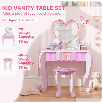 AIYAPLAY Kids Vanity Set: Adorable 2-Piece Dressing Table & Stool for Kids
