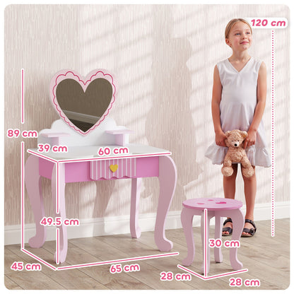 AIYAPLAY Kids Vanity Set: Adorable 2-Piece Dressing Table & Stool for Kids