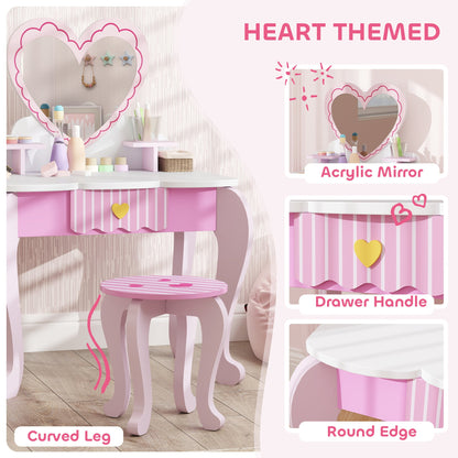 AIYAPLAY Kids Vanity Set: Adorable 2-Piece Dressing Table & Stool for Kids