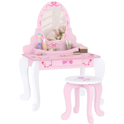 Enchanting Ballet Print Kids Vanity Set with Safe Mirror & Storage Solutions